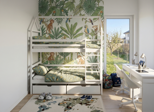 AXEL 90x200 bílá patrová postel domečková Lano Nábytek