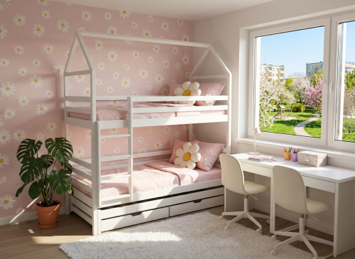 DALIA 90x200 bílá patrová postel domečková Lano Nábytek