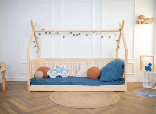 BOGUŚ 90x180 nenatřené dřevo dětská postel Montessori teepee Lano Nábytek