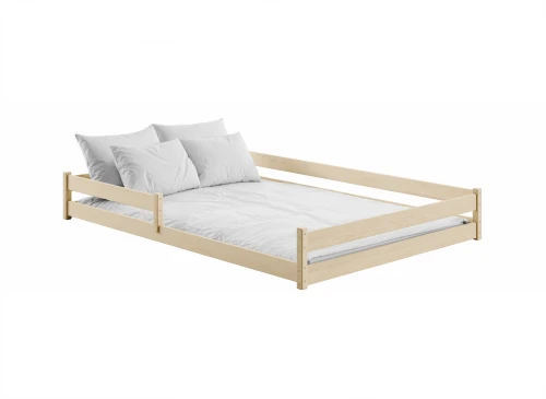 FINI 140x200 Unvarnished Wood Montessori Floor Bed for Children by Lano Meble
