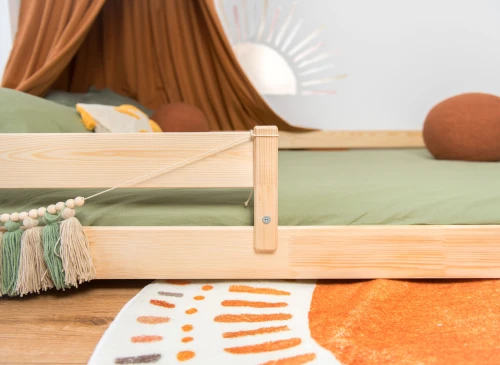 FINI 140x200 Unvarnished Wood Montessori Floor Bed for Children by Lano Meble