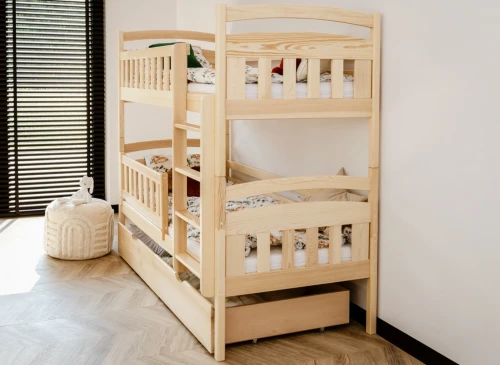IGNAS 80x190 Unvarnished Wooden Bunk Bed by Lano Furniture