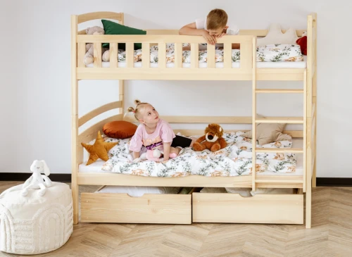 IGNAŚ 80x200 unpainted wood bunk bed Lano Nábytek