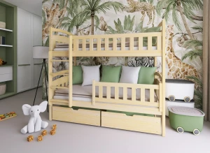 IGNAŚ 90x180 Untreated Wooden Bunk Bed - Lano Furniture