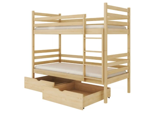 NEMO 90x190 Unvarnished Wood Bunk Bed | Lano Meble