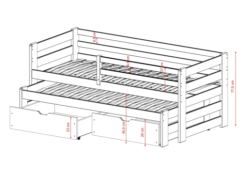 SENSO 80x170 nenatřené dřevo dětská postel Lano Nábytek
