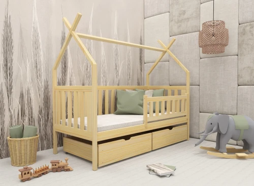 SIMBA 90x190 nenatřené dřevo jednolůžková dětská postel teepee Lano Nábytek