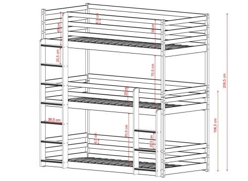 TED 80x200 nenatřené dřevo patrová postel Lano Nábytek