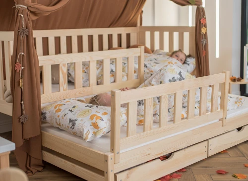 TYTUS 80x190 nenatřené dřevo dětská výsuvná postel teepee Lano Nábytek