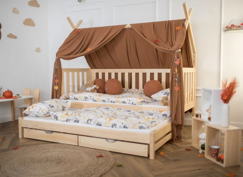 TYTUS 80x200 nenatřené dřevo dětská výsuvná postel teepee Lano Nábytek