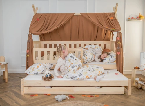 TYTUS 90x180 nenatřené dřevo dětská výsuvná postel teepee Lano Nábytek