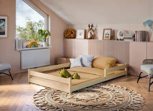 ZOFIA 120x200 Unvarnished Wood Montessori Children's Floor Bed Lano Meble