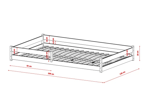 ZOFIA 120x200 nenatřené dřevo dětská postel Montessori Lano Nábytek