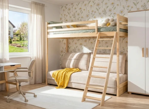 SAVIO 90x200/140x200 borovicová postel na vyvýšené konstrukci s rozkládací pohovkou béžová látka perfect harmony 02 Lano Nábytek