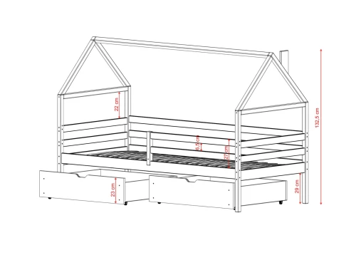 ARON 90x190 bavlna dětská postel domek Lano Nábytek