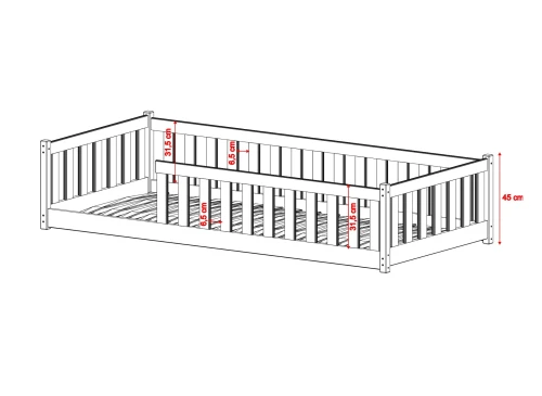 BELLA 90x200 bavlna Montessori postel na podlaze pro děti Lano Nábytek