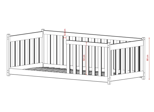 CONCEPT 80x160 bavlna Montessori postel na podlaze pro děti ohrádka Lano Nábytek