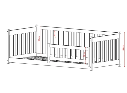 CONCEPT 80x190 bavlna Montessori postel na podlaze pro děti ohrádka Lano Nábytek