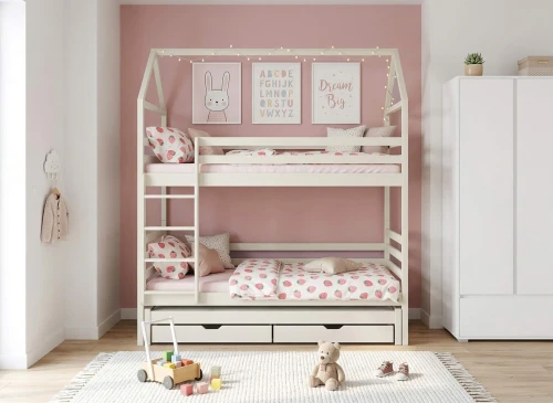 DALIA 80x200 bavlna patrová postel domek Lano Nábytek