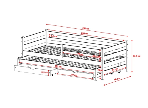 HABI 90x200 Cotton Double Pull-Out Bed Lano Meble