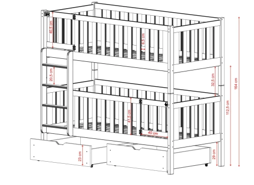KSAWERY 80x180 cotton bunk bed Lano Meble