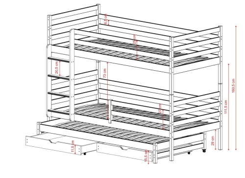 LUK 90x200 Cotton Bunk Bed
