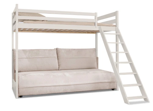 SAVIO 90x200/140x200 bavlna postel na vyvýšené konstrukci s rozkládací pohovkou béžová látka perfect harmony 02 Lano Nábytek