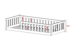 BELLA 90x190 nenatřené dřevo dětská postel Montessori Lano Nábytek