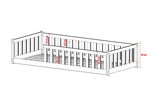 BELLA 90x190 nenatřené dřevo dětská postel Montessori Lano Nábytek