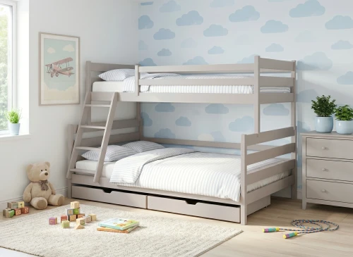 FAMI 90x200/120x200 cashmere bunk bed with wider deck Lano Furniture