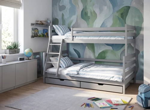 FAMI 90x200/120x200 popelavá patrová postel se širší ložnou plochou Lano Nábytek