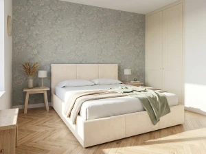 HAVEN 160x200 krémová čalouněná postel velur Manila 01 Lano Meble