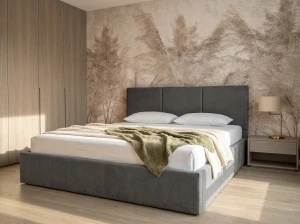 HAVEN 160x200 grafitová čalouněná postel velur Manila 19 Lano Meble