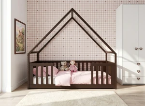 BEE 90x190 dark chocolate Montessori floor bed children's house Lano Furniture