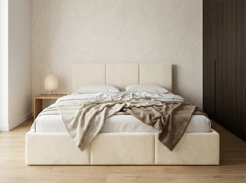 Čalouněná postel HAVEN 180x200 v krémové látce Manila 01
