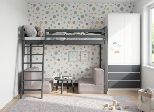SOFENA  90X200 grafitová postel na vyvýšené konstrukci s modulární pohovkou světle šedá látka dove 19 Lano Nábytek