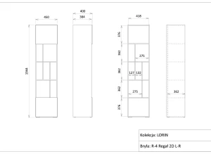 LOR 4 šedobéžová / kašmír / dub jarní regál Lano Nábytek
