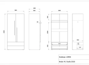 LOR 2 šedobéžová / kašmír / mořská modř skříň Lano Nábytek