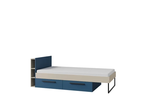 LOR 11 šedobéžová / kašmír / mořská modř studentská postel 90x200 Lano Nábytek