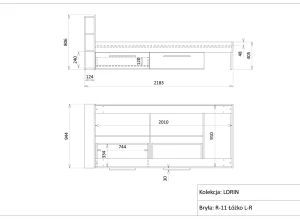 LOR 11 šedobéžová / kašmír / mořská modř studentská postel 90x200 Lano Nábytek