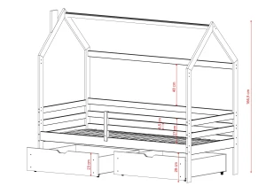 LILA 80x180 bavlna dětská jednolůžková postel domeček Lano Nábytek