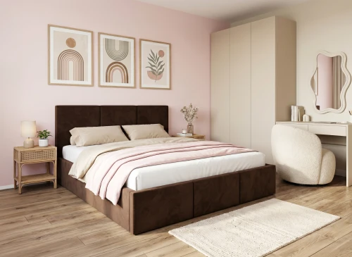 HAVEN 140x200 čokoládová čalouněná postel velur Manila 04 Lano Meble