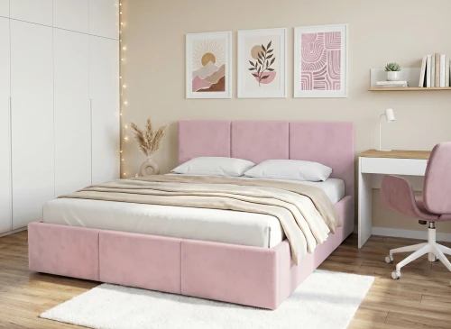 HAVEN 120x200 růžová čalouněná postel pro mládež velur Manila 09 Lano Meble