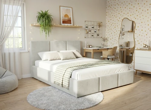 HAVEN 180x200 šedá čalouněná postel velur Manila 14 Lano Meble