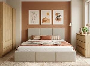 HAVEN 120x200 béžová čalouněná postel velur Manila 02 Lano Meble