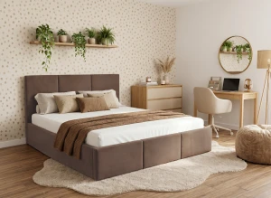 HAVEN 120x200 hnědá čalouněná postel velur Manila 22 Lano Meble