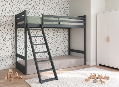 SOFENA  90X200 grafitová postel na vyvýšené konstrukci s modulární pohovkou světle šedá látka dove 19 Lano Nábytek
