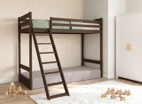 SOFENA 90X200 tmavá čokoláda lůžko na patrové posteli s modulární pohovkou světle šedá látka dove 19 Lano Nábytek