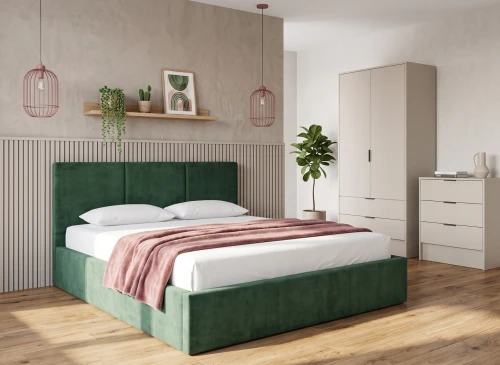 HAVEN 180x200 zelená čalouněná postel z veluru Manila 36 Lano Nábytek