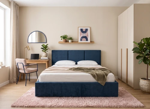 HAVEN 120x200 modrá čalouněná postel z veluru Manila 26 Lano Nábytek